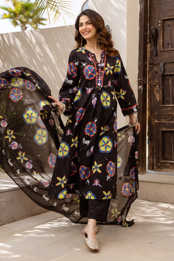 Karen Jet printed cotton suit set
