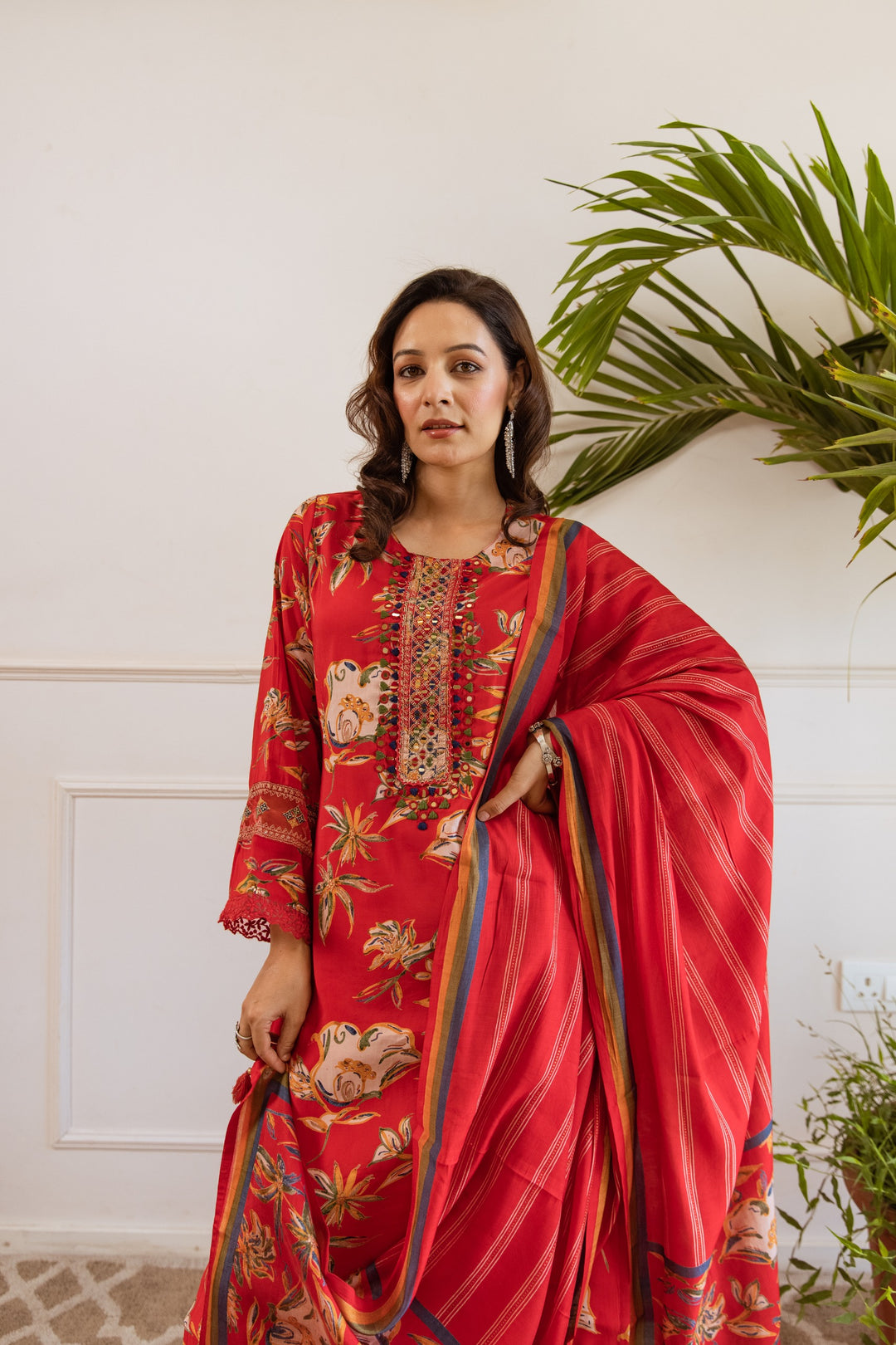 Kabool zarqa work suit set