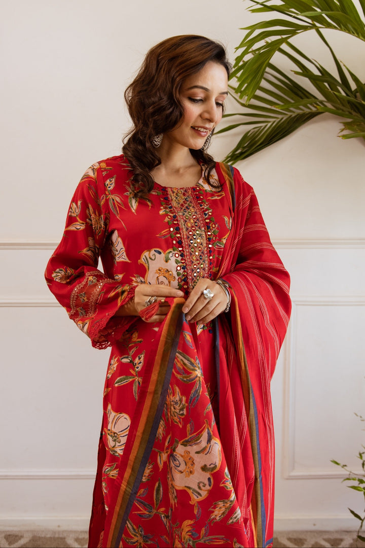 Kabool zarqa work suit set