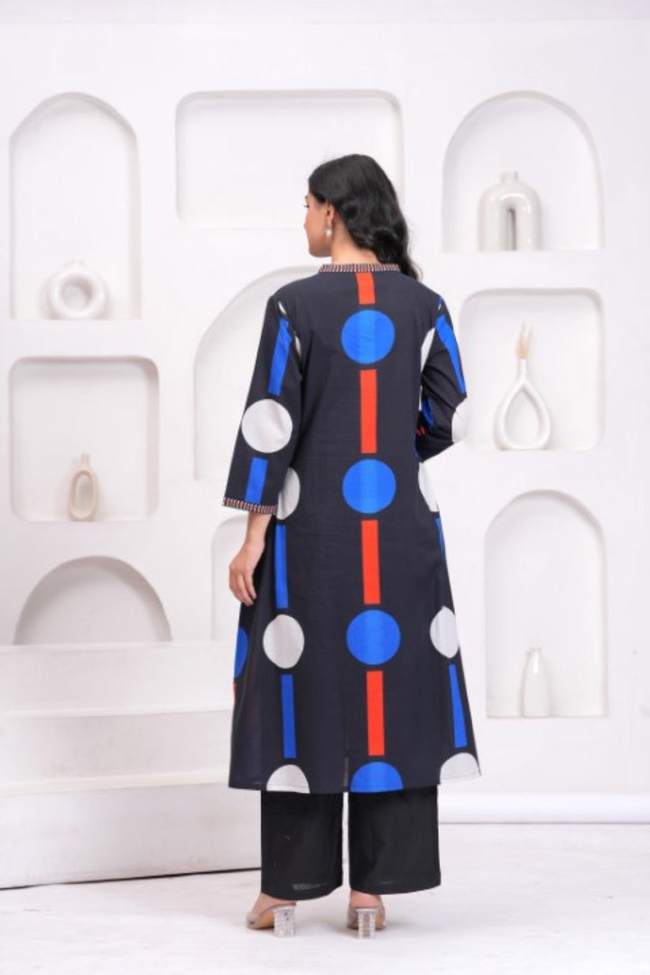 Maurya ebony Cotton Printed Kurta Pant Set