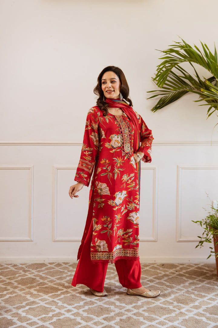 Kabool zarqa work suit set