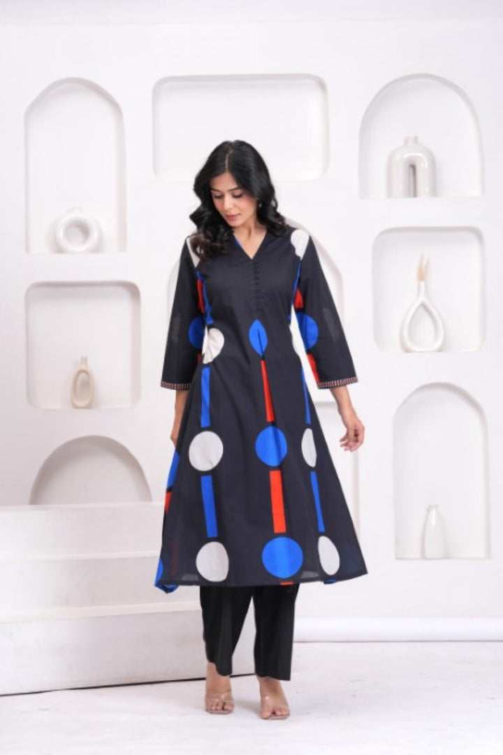 Maurya ebony Cotton Printed Kurta Pant Set