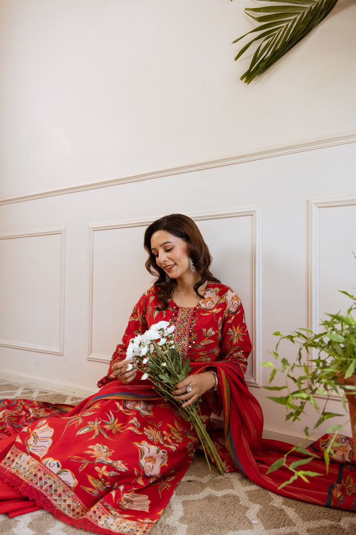 Kabool zarqa work suit set