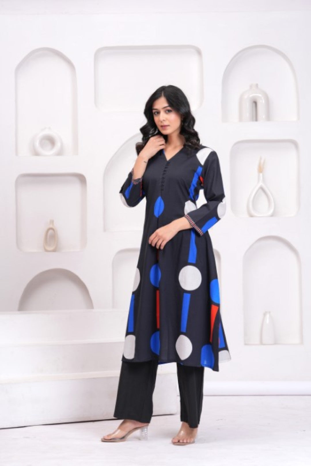 Maurya ebony Cotton Printed Kurta Pant Set