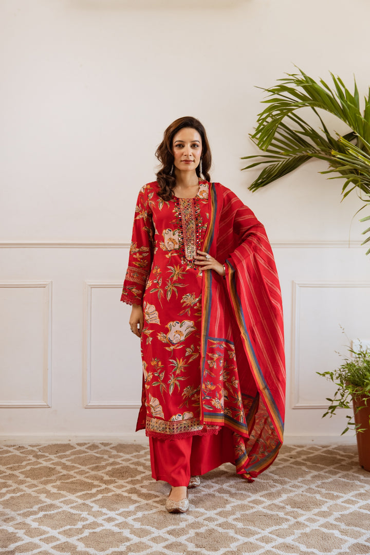 Kabool zarqa work suit set