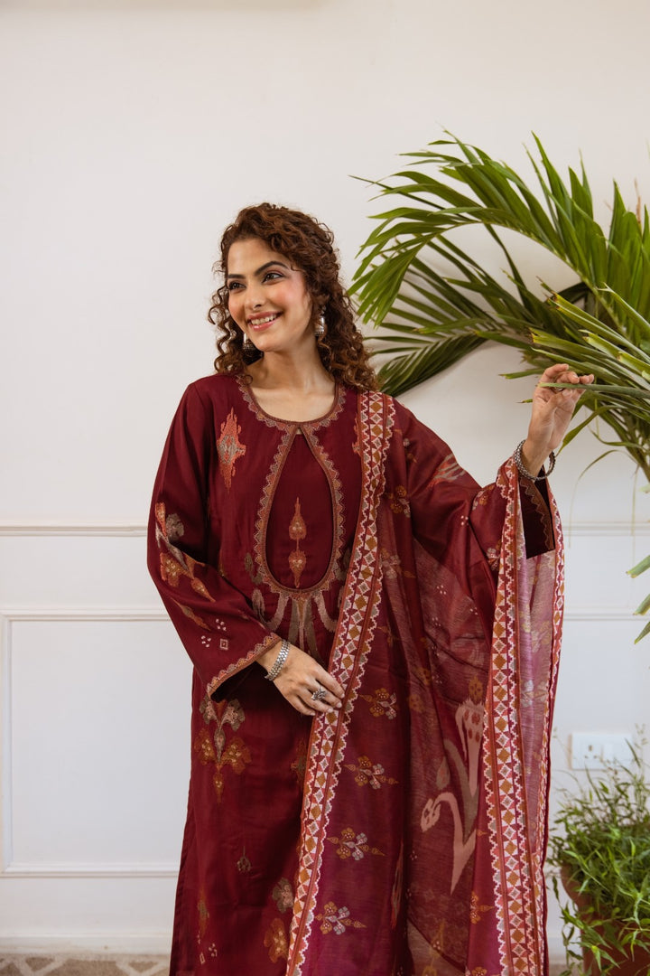 Bakul Auburn Cotton Suit set