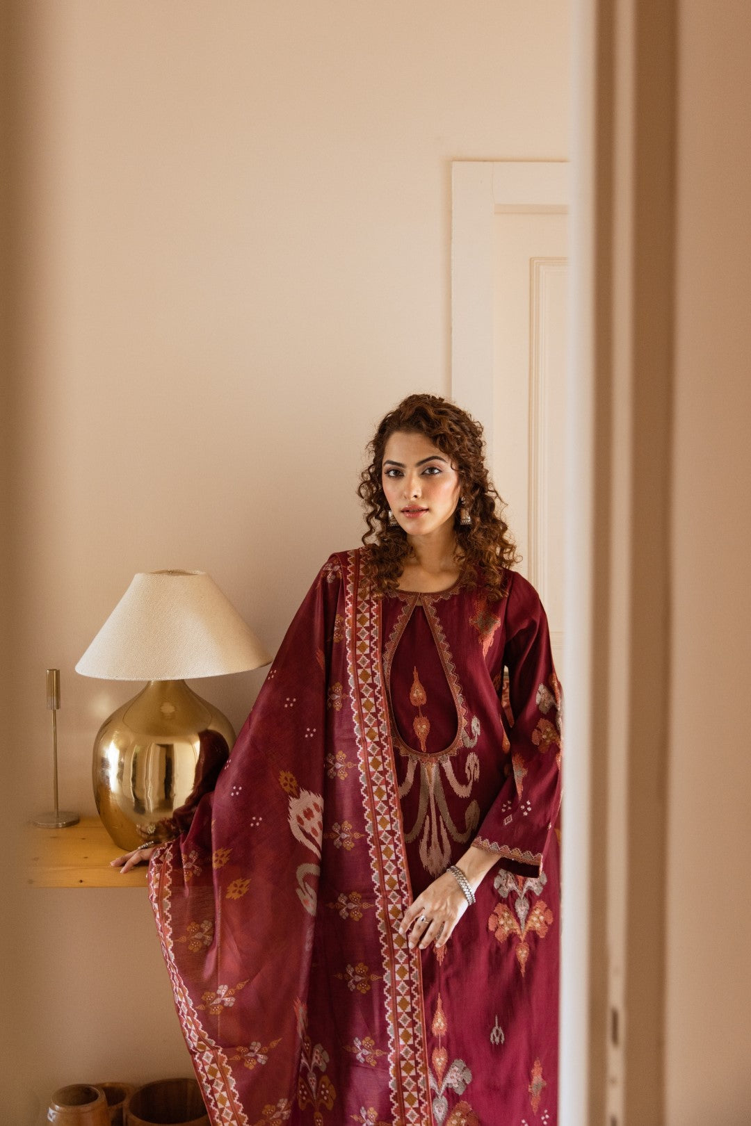 Bakul Auburn Cotton Suit set