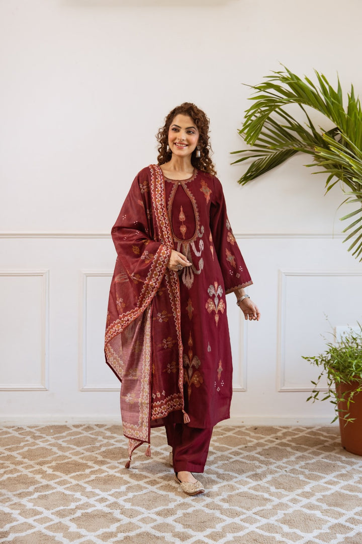 Bakul Auburn Cotton Suit set