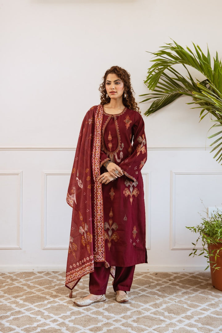 Bakul Auburn Cotton Suit set