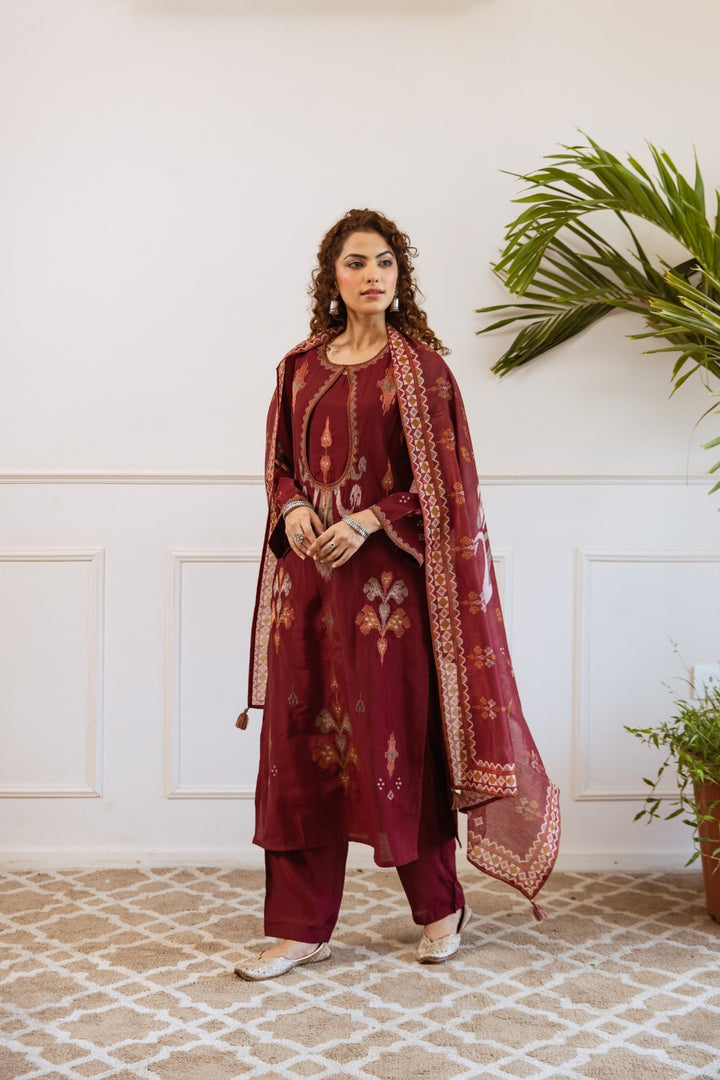 Bakul Auburn Cotton Suit set