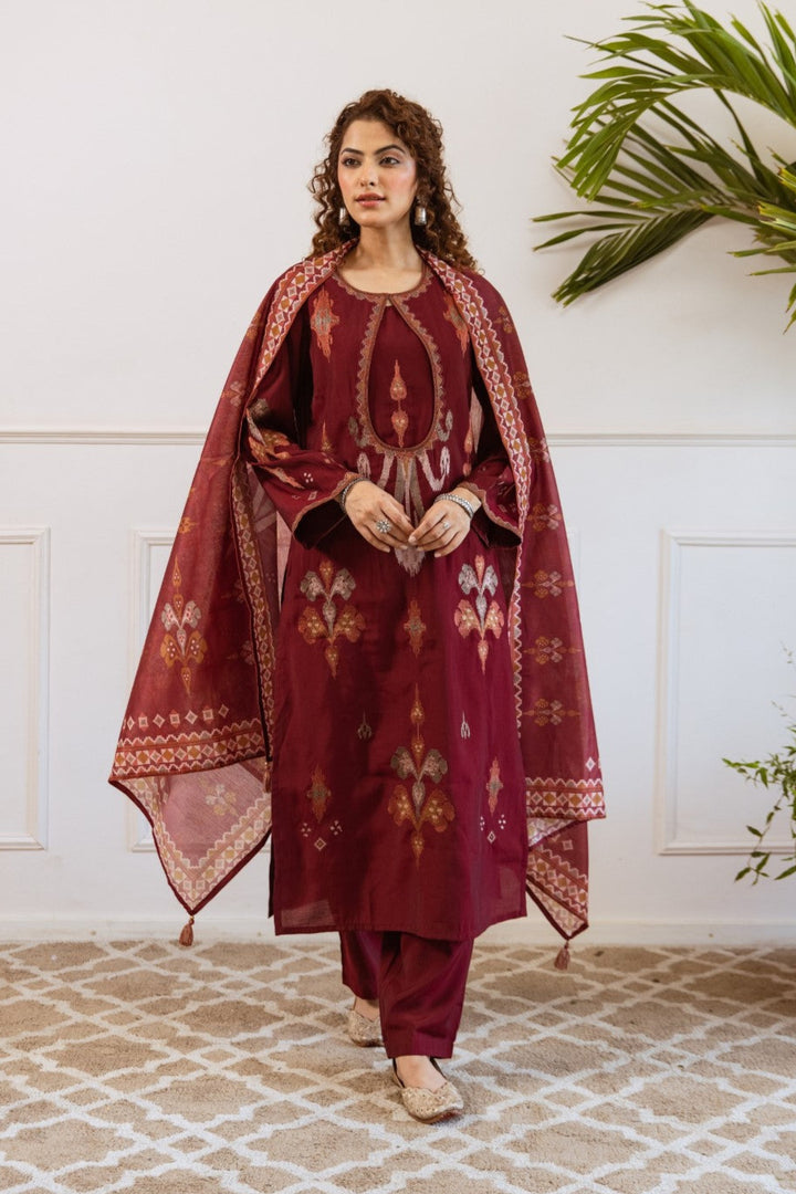 Bakul Auburn Cotton Suit set