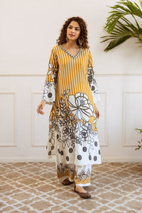 Bakul Sunshine Printed Cotton Kurta Pant Set