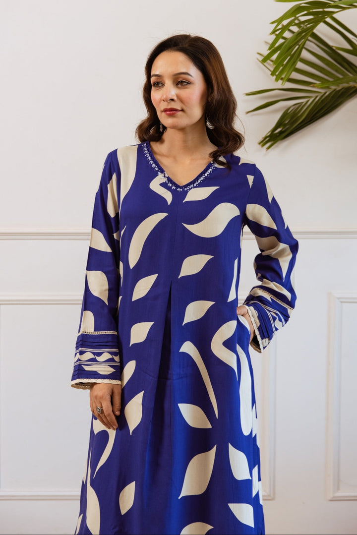 Kabool Sapphire Printed Kurta Pant Set