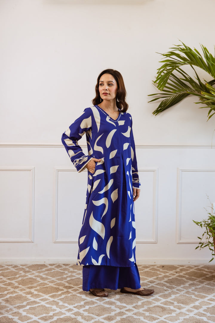 Kabool Sapphire Printed Kurta Pant Set