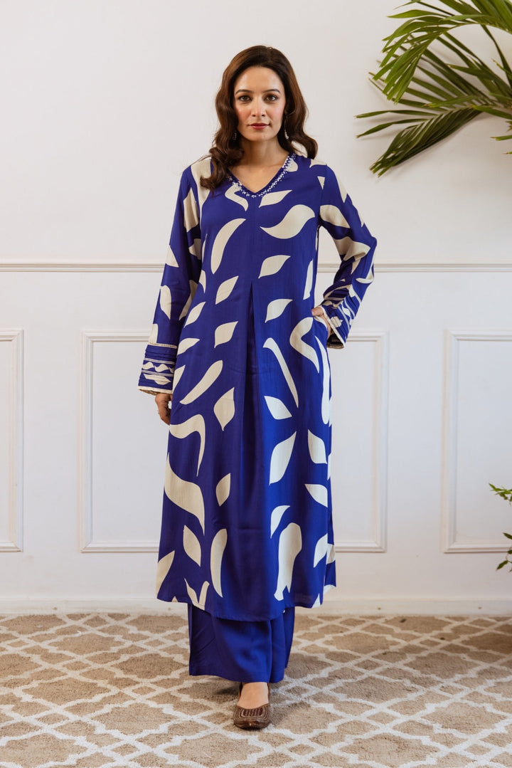 Kabool Sapphire Printed Kurta Pant Set