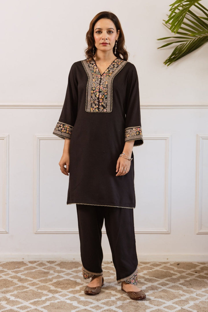 Kabool Ebony embroidery cotton co-ord set