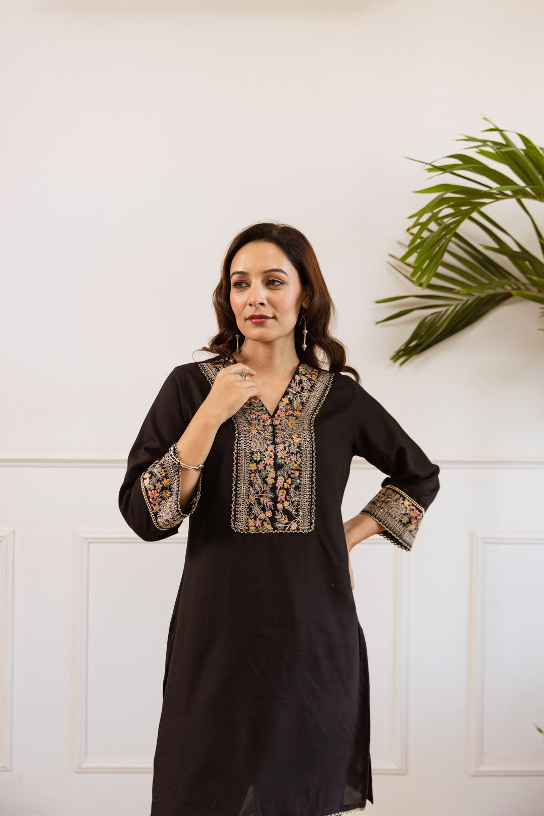 Kabool Ebony embroidery cotton co-ord set