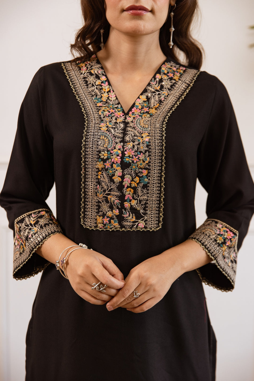 Kabool Ebony embroidery cotton co-ord set