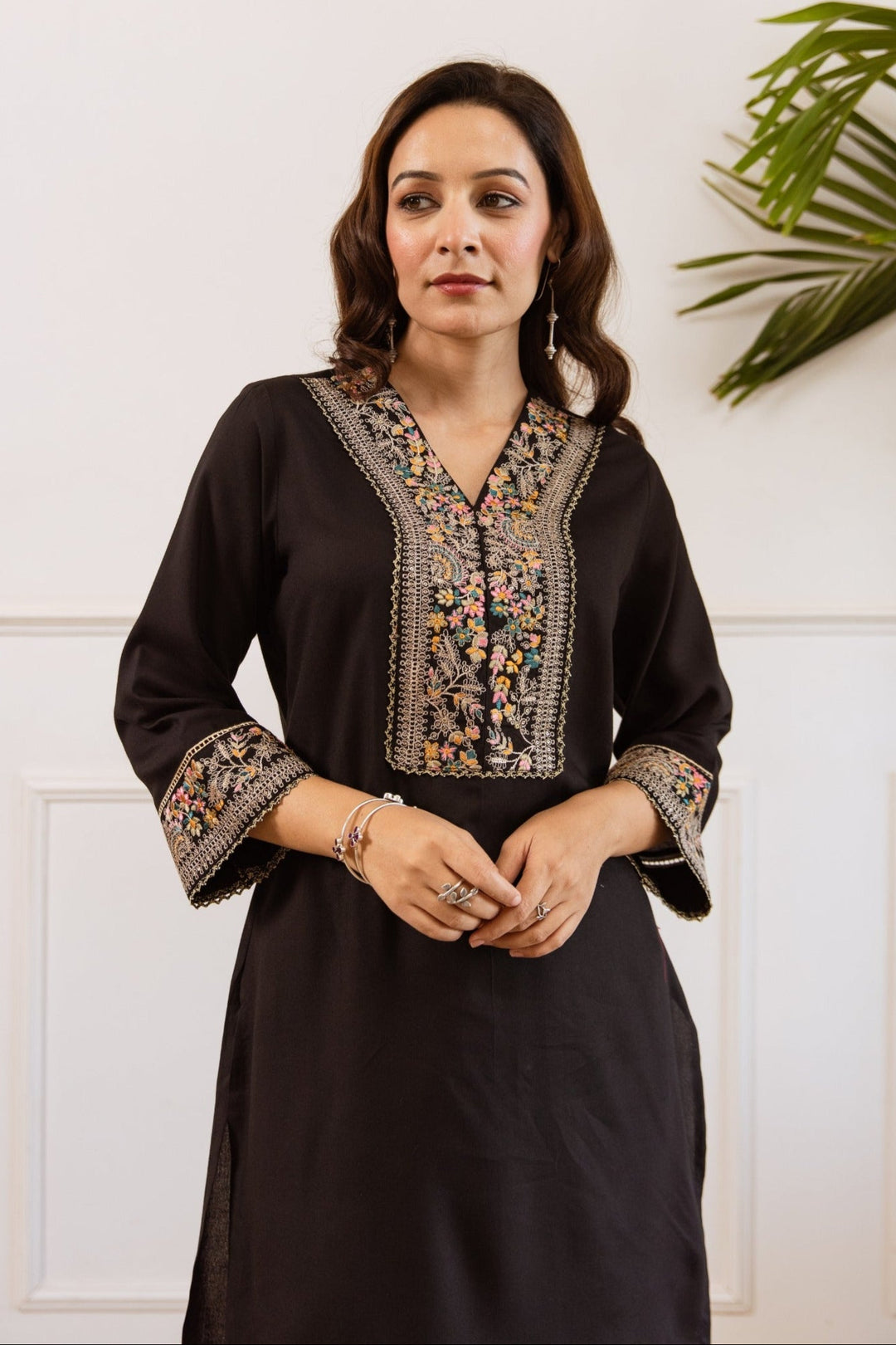 Kabool Ebony embroidery cotton co-ord set