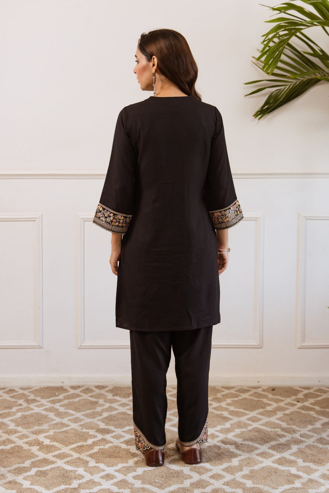 Kabool Ebony embroidery cotton co-ord set
