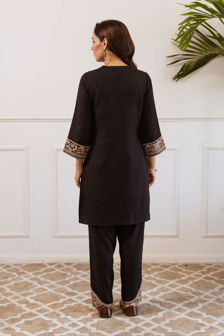 Kabool Ebony embroidery cotton co-ord set