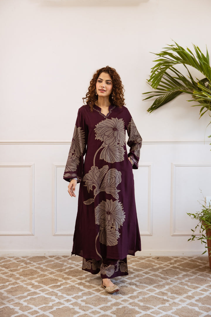 Kabool Mulberry Printed Kurta pant set