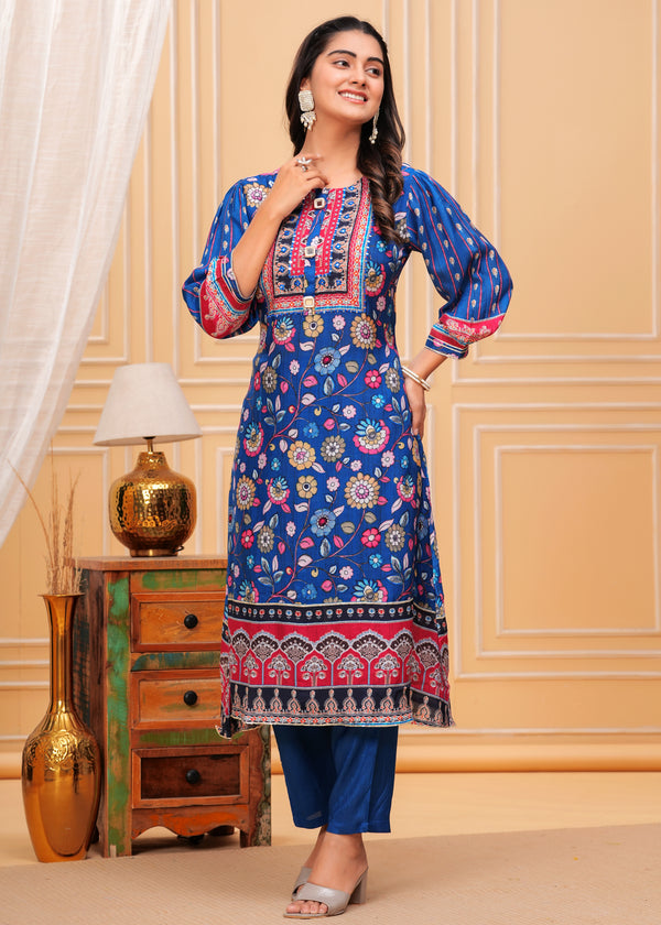 Maurya Cobalt Premium Muslin Kurta Set