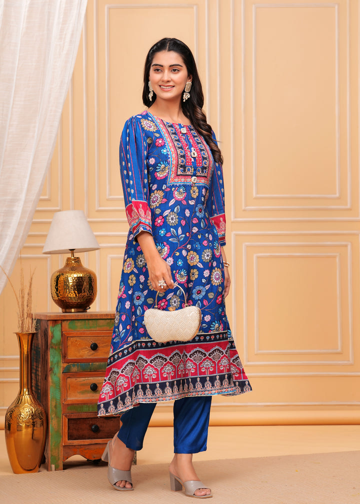 Maurya Cobalt Premium Muslin Kurta Set