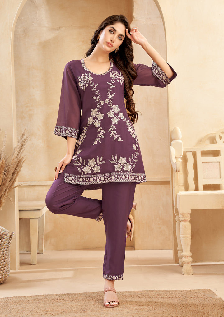 Srijan Mulberry Embroidered Co-ord set