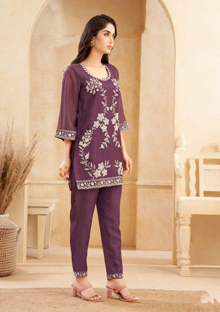 Srijan Mulberry Embroidered Co-ord set