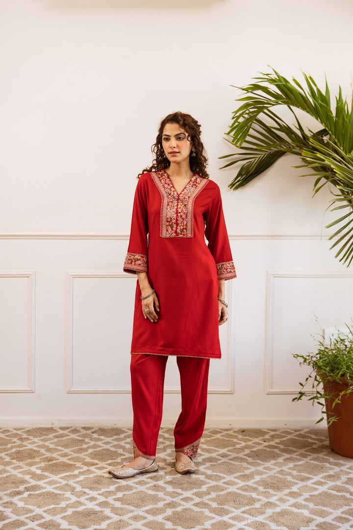 Kabool Vermi Embroidery Kurta Pant set