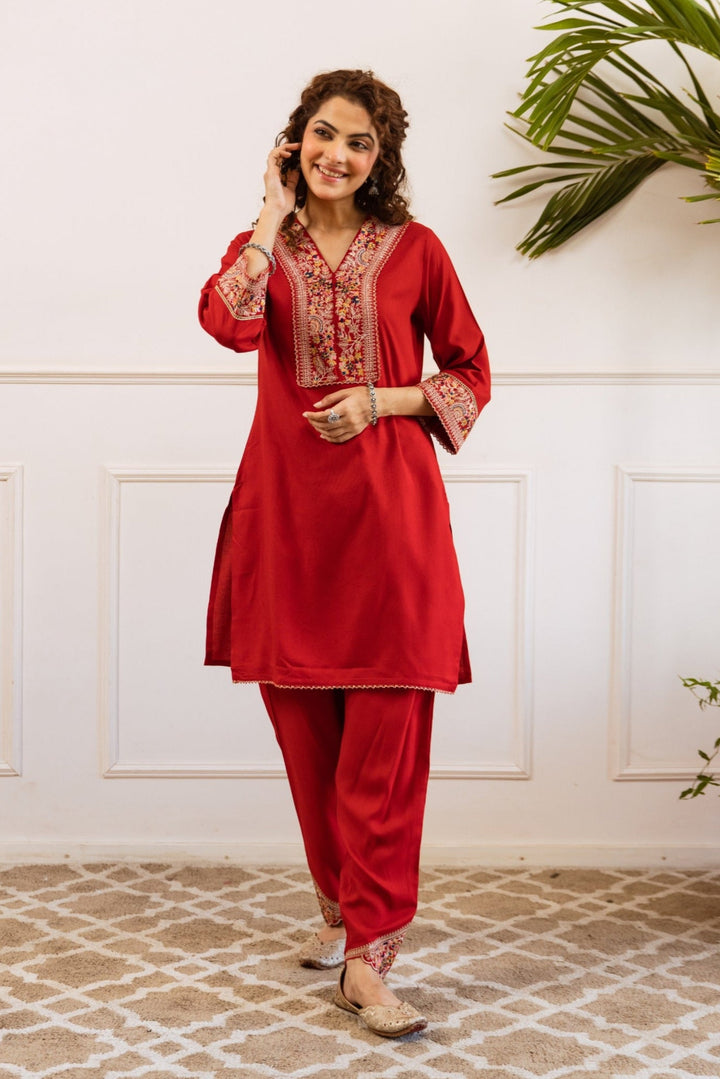 Kabool Vermi Embroidery Kurta Pant set