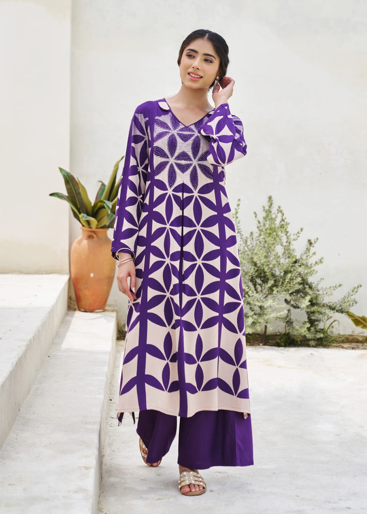 Kabool Thistle Printed Kurta pant set
