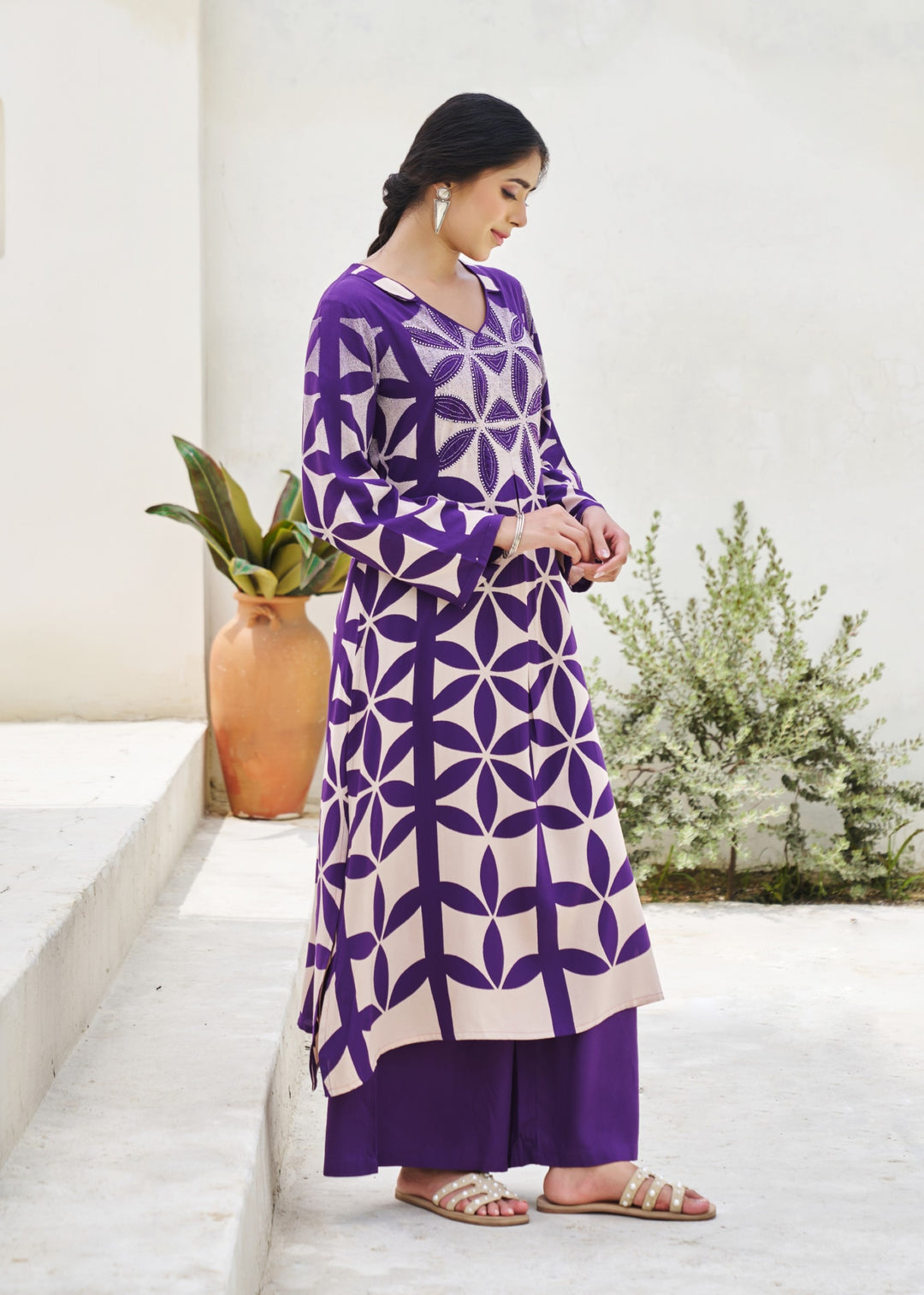 Kabool Thistle Printed Kurta pant set