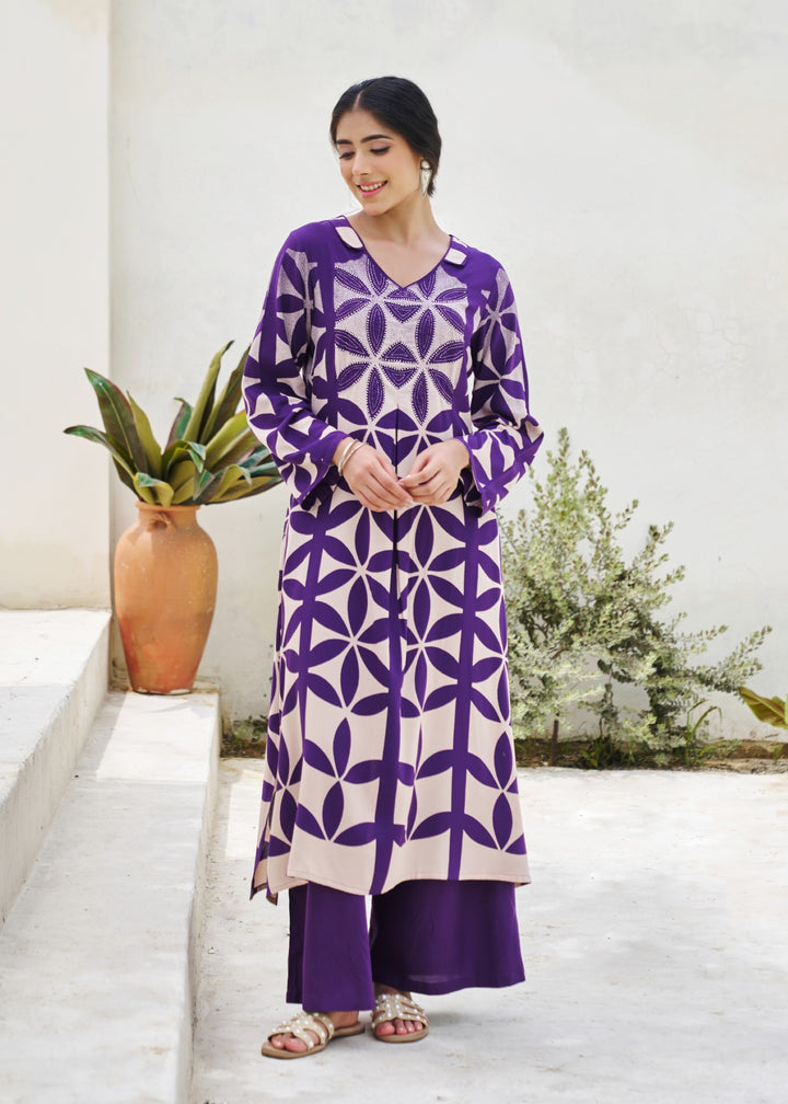 Kabool Thistle Printed Kurta pant set