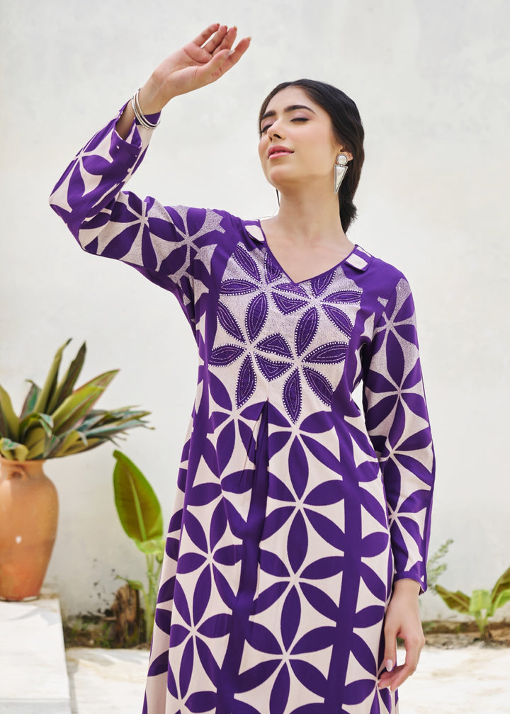 Kabool Thistle Printed Kurta pant set