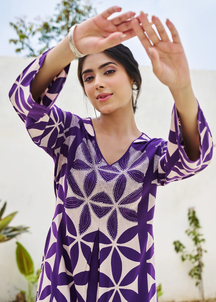 Kabool Thistle Printed Kurta pant set