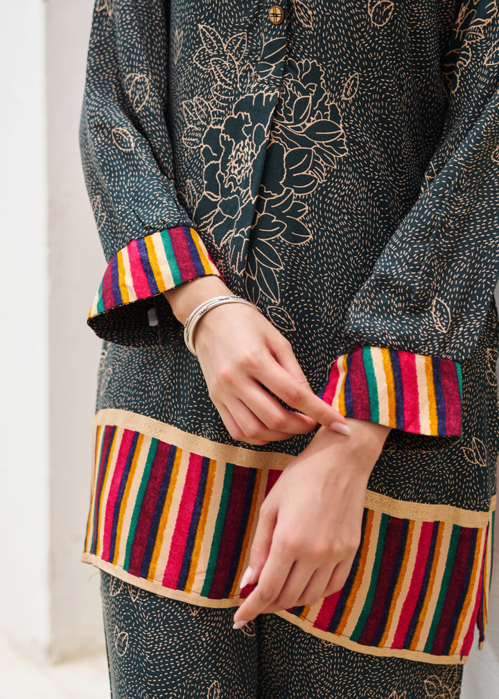 kabool Cobalt Printed Kurta Pant set