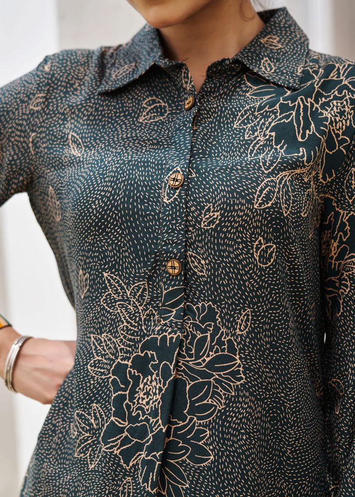 kabool Cobalt Printed Kurta Pant set