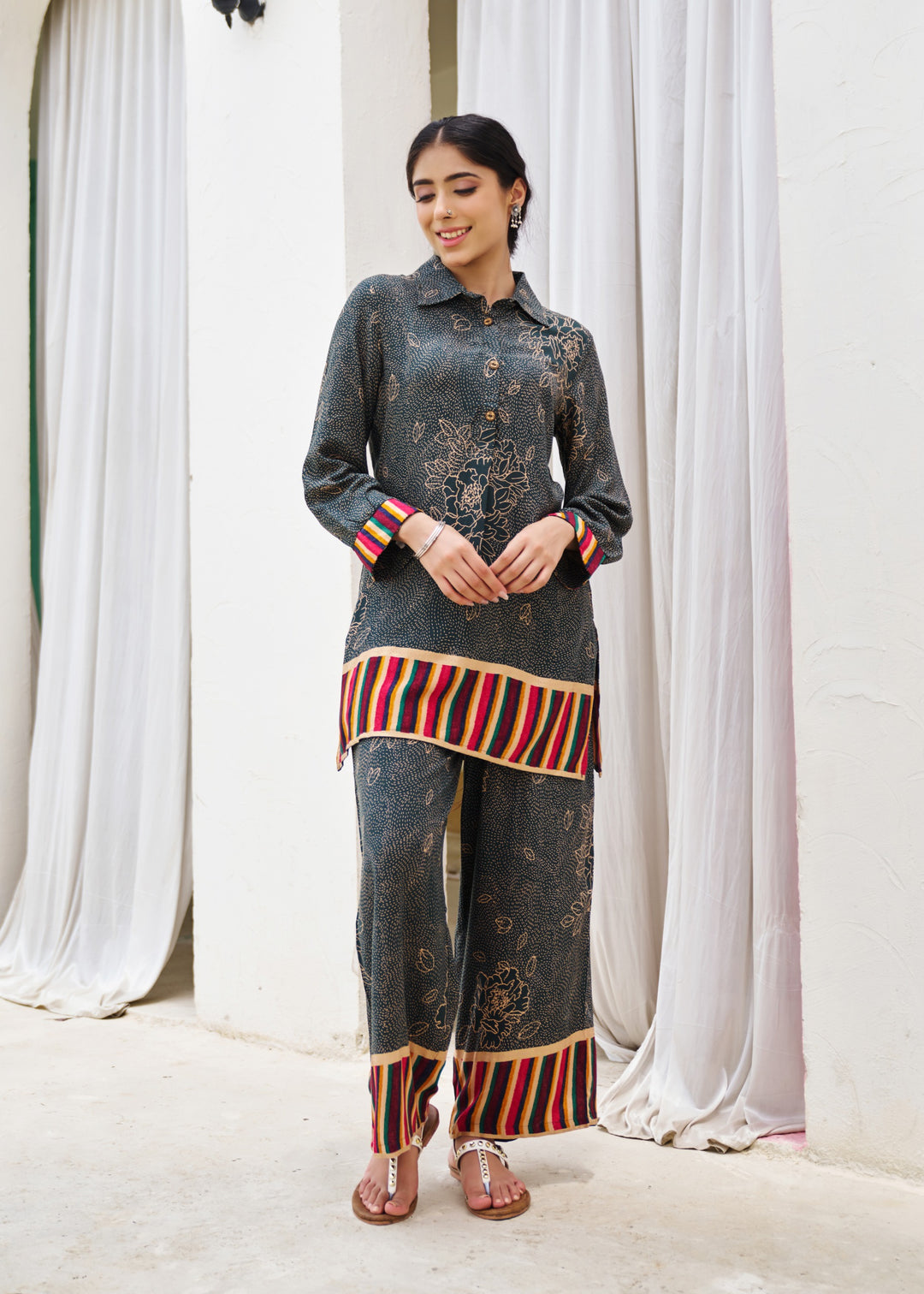 kabool Cobalt Printed Kurta Pant set