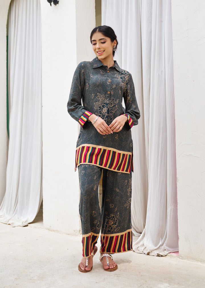 kabool Cobalt Printed Kurta Pant set