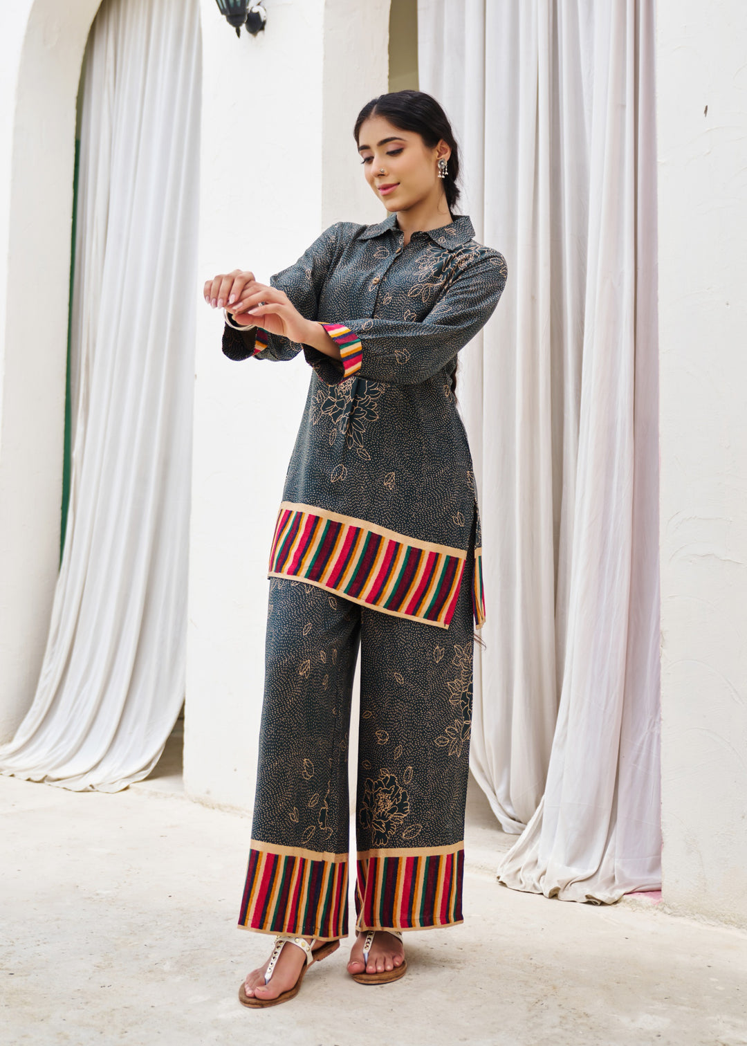 kabool Cobalt Printed Kurta Pant set