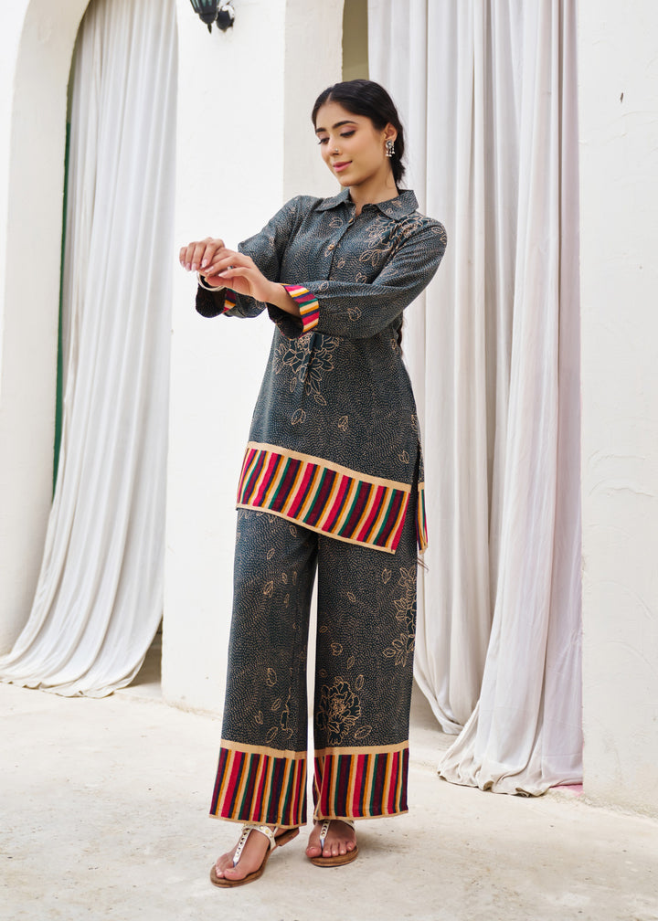 kabool Cobalt Printed Kurta Pant set