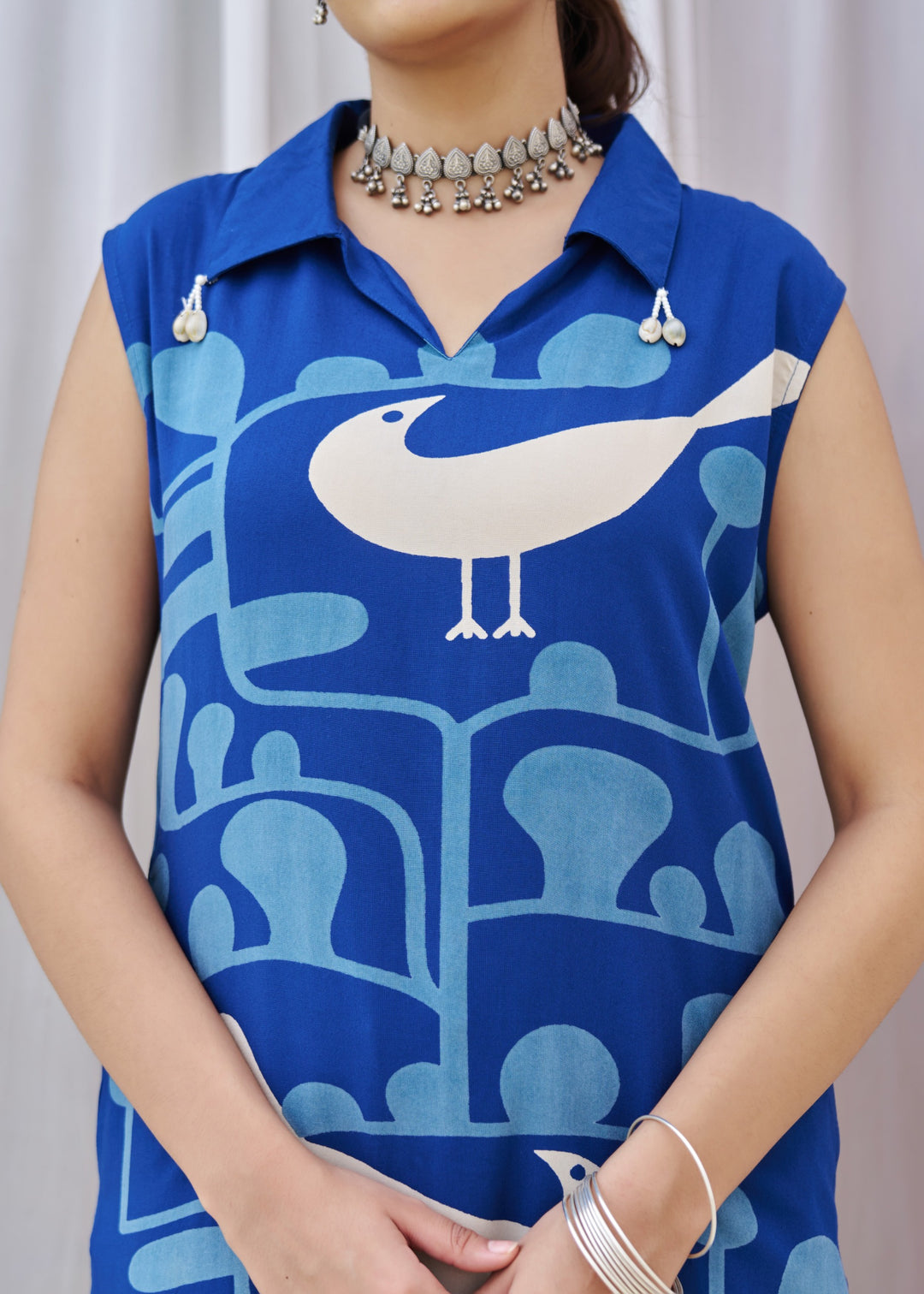 Kabool Yaleblue printed kurta pant set