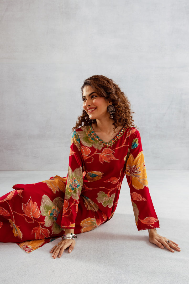 Bakul sindoori printed Kurta pant set