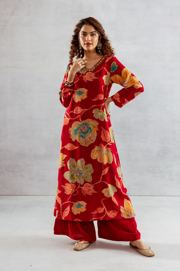 Bakul sindoori printed Kurta pant set