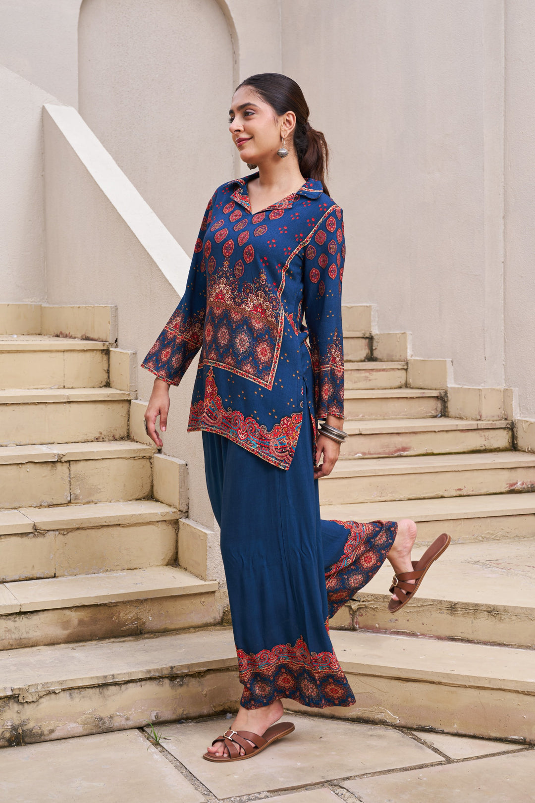 Kabool Nileblue Printed Co-ord set