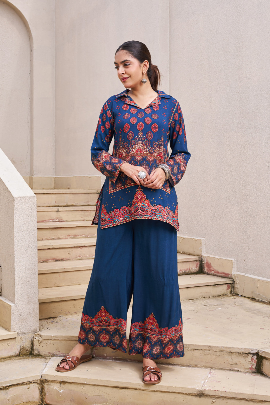 Kabool Nileblue Printed Co-ord set