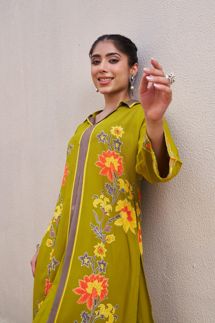 Sonpal sage printed kurta pant set