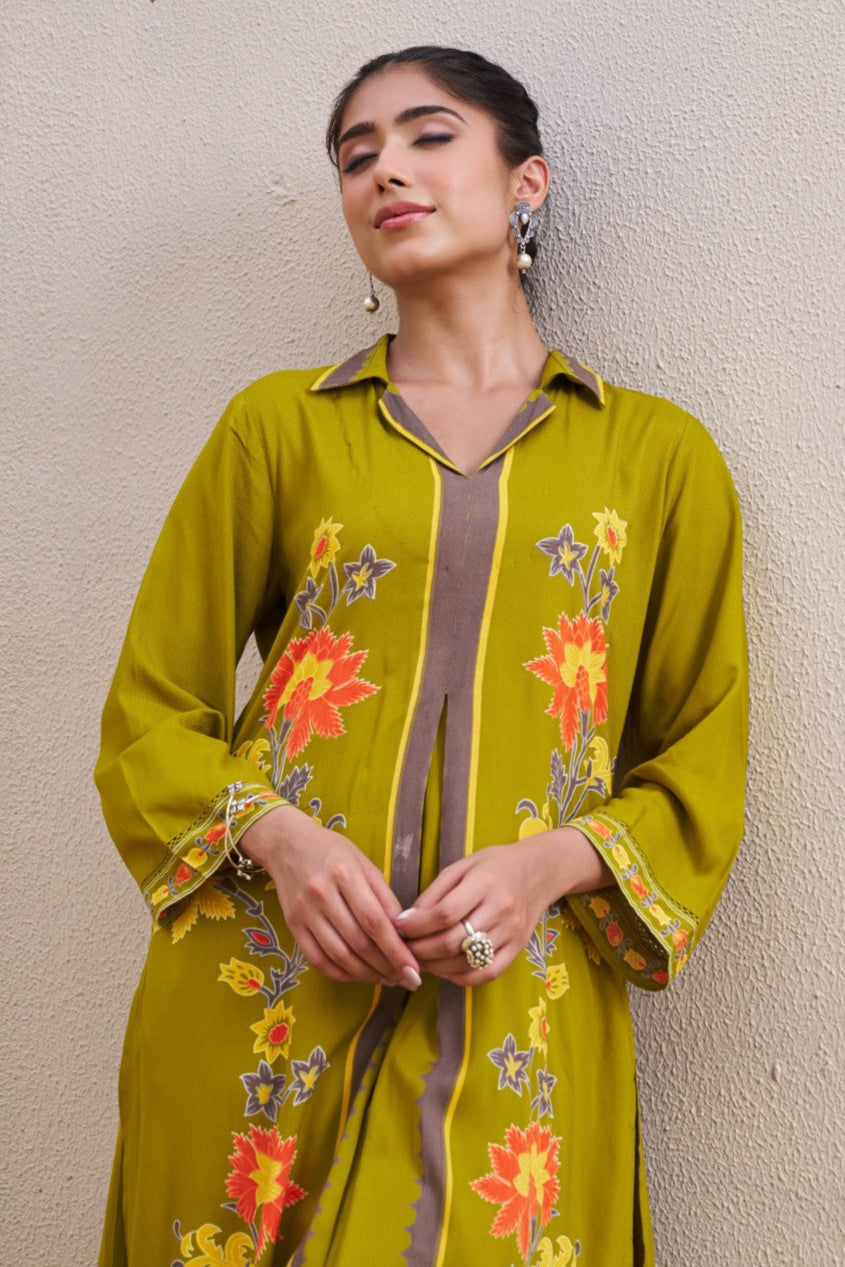 Sonpal sage printed kurta pant set